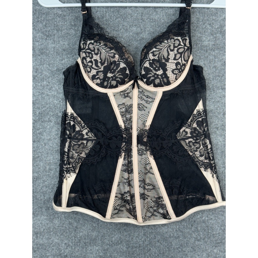 Ann Summers Black Lace Bustier Corset Top 34B Underwire Sheer Mesh - Picture 9 of 15